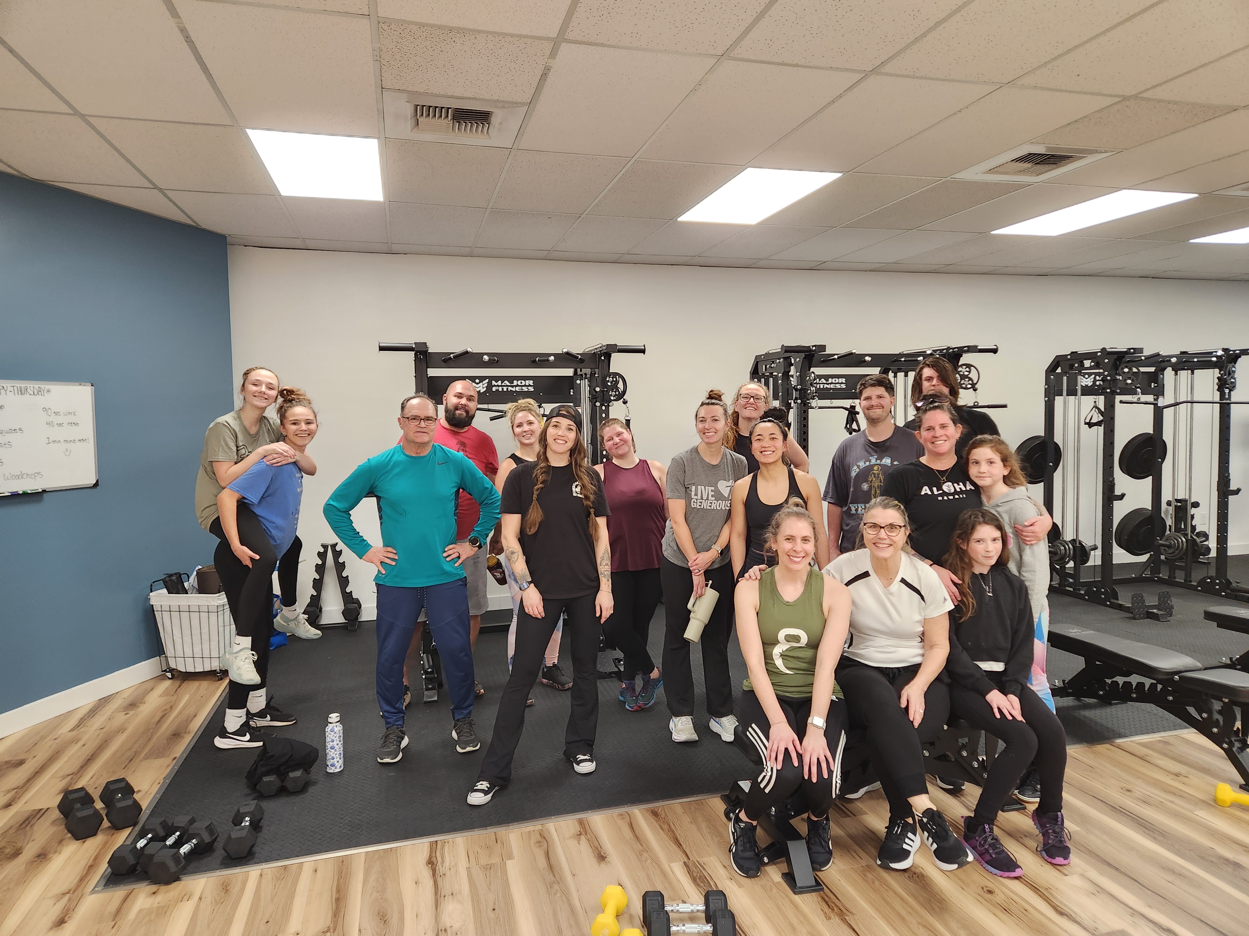 MovementPNW community members and trainers gathered together after a group class